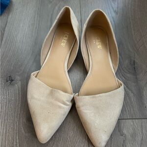 J. Crew Pointed-Toe D'Orsay Flats in Beige
